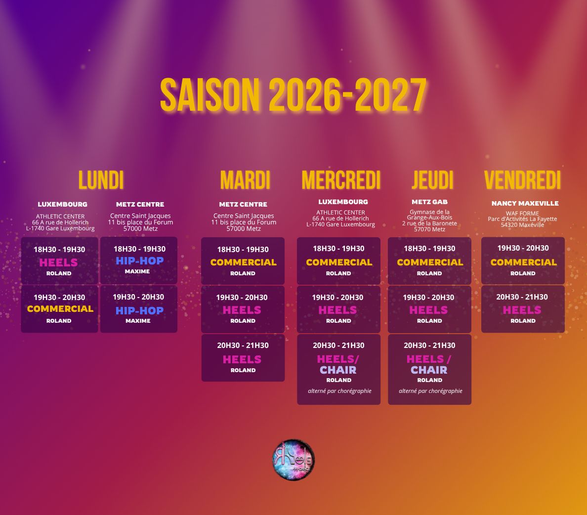 Planning annuel R Heels Dance 2026-2027